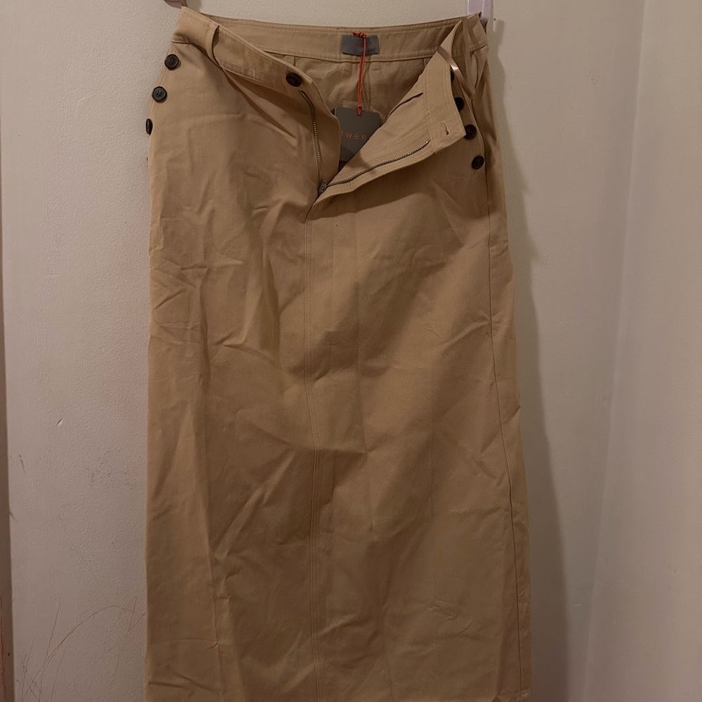 Tweeds Tan Maxi Skirt with Side Buttons
